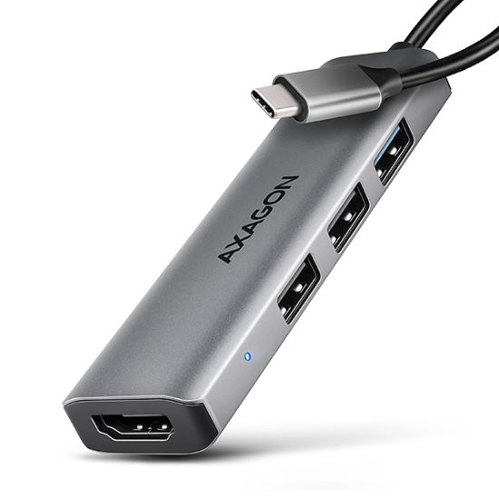 Obrázek AXAGON HMC-H3A, USB 5Gbps hub, 3x USB-A, HDMI 4k/30Hz, kabel USB-C 15cm