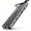 Obrázek AXAGON HMC- 7HX2, USB 5Gbps hub, 2x USB- A, USB- C, 2x HDMI 4k/ 60 Hz, RJ- 45 GLAN, PD 100 W, kabel USB- C 15cm