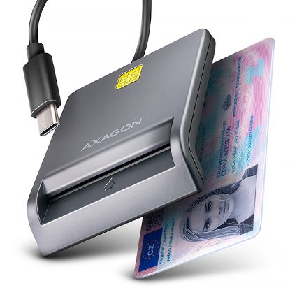 Obrázek AXAGON CRE- SM3TC, USB- C FlatReader čtečka kontaktních karet Smart card (eObčanka), kabel 1.2m