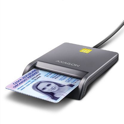 Obrázek BAZAR - AXAGON CRE-SM3T, USB-A FlatReader čtečka kontaktních karet Smart card (eObčanka), kabel 1.3m - Poškozený obal (K