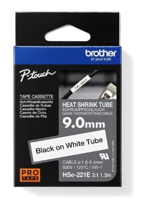 Obrázek BROTHER smršťovací bužírka - HSE-221E bílá pro E300VP H300 H500 E550 P700 P750 D800 P900 P950 - 9,0 mm/ 1,6-5,4 / 3:1