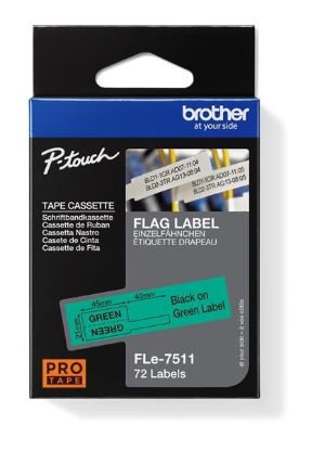 Obrázek BROTHER FLe-7511 předřezané štítky - černá na zelené, 21 mm šířka
