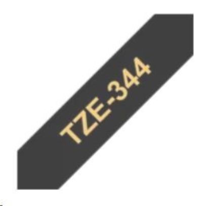 Obrázek BROTHER TZE344 - kazeta TZ šířky 18mm, laminovaná TZE-344, černá / zlaté písmo - gold