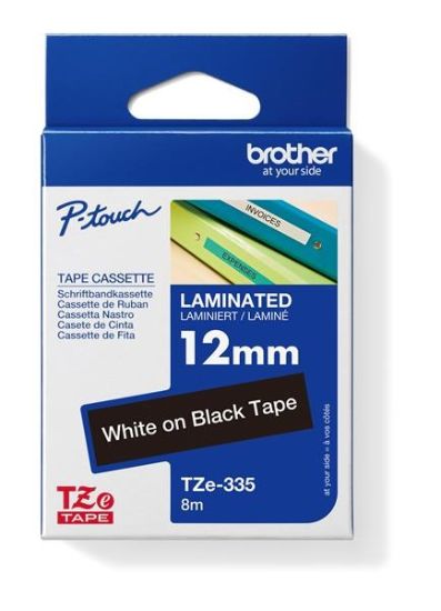 Obrázek BROTHER TZE335 - kazeta TZ šířky 12mm, laminovaná TZE-335, černá/bílé písmo