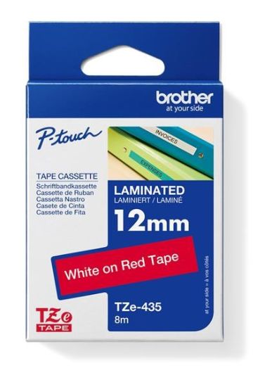 Obrázek BROTHER TZE435 - kazeta TZ šířky 12mm, laminovaná TZE-435, červená/bílé písmo