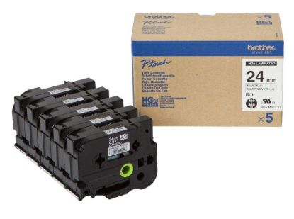 Obrázek BROTHER HGE-M951V5 Labelling Supplies, 24mm Black/Matt Silver (5 pcs Pack)  High Grade Tape