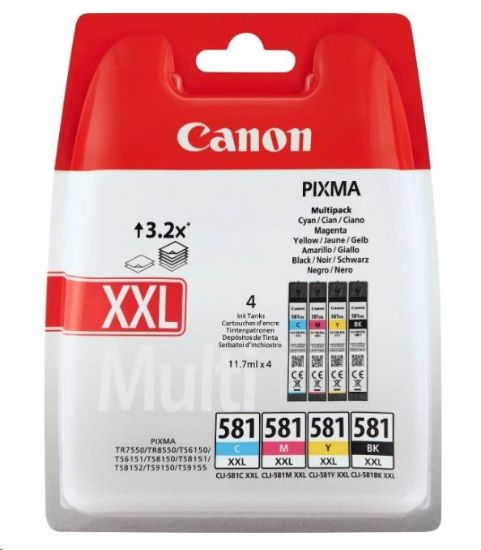 Obrázek Canon CARTRIDGE CLI-581XXL C/M/Y/BK MultiPack pro PIXMA TS615x, TS625x, TS635x, TS815x, TS825x, TS8350 (600 str.)