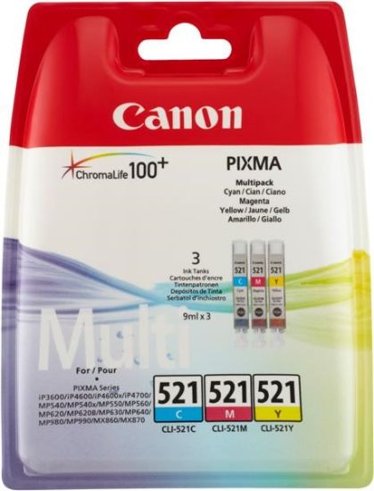 Obrázek Canon CARTRIDGE CLI-521 C/M/Y MULTI-PACK SEC pro IP3600, MP 540,550,560, MP620,630,640, MP980,990