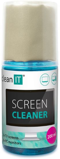 Obrázek CLEAN IT Čistící roztok na obrazovky 200ml s utěrkou ve víčku