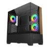 Obrázek Cooler Master case Elite 690 Wood, ATX, Průhledná bočnice, 3x 120mm ARGB Fan, Černá