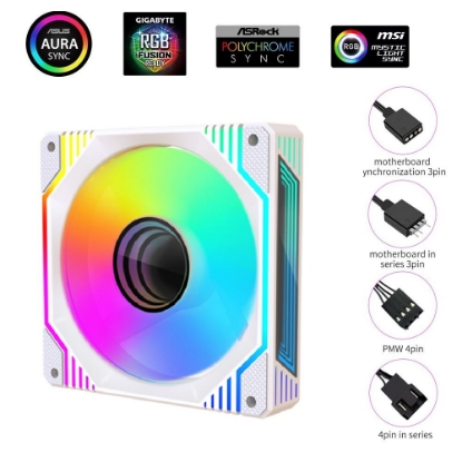 Obrázek 1stCOOL Ventilátor AURA EVO Mirror ARGB PWM, 120mm, bílá