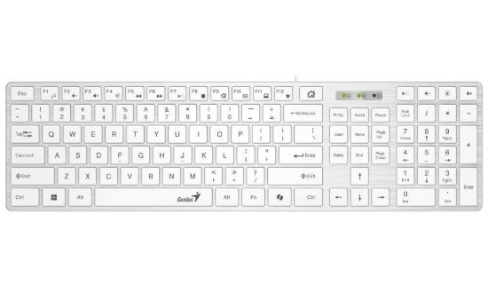 Obrázek Genius Klávesnice Slimstar 126, Drátová USB, CZ+SK layout, Copilot klávesa, Bílá