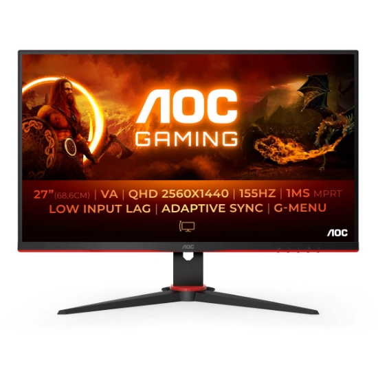 Obrázek AOC MT VA LCD WLED 27" Q27G2E/BK - VA panel, 2560x1440, 1ms, 155Hz, 2xHDMI, DP
