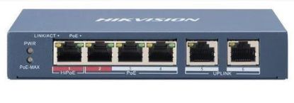 Obrázek HIKVISION DS- 3E0106HP- E switch 1x 100TX HI- PoE + 3x 100TX PoE; 2x 100TX uplink, 60W, Super PoE