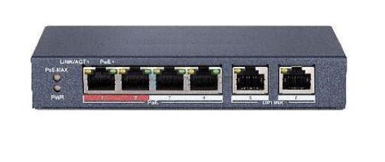 Obrázek HIKVISION DS-3E0106P-E/M, 4x 100TX PoE; 2x 100TX uplink, 35W, Super PoE