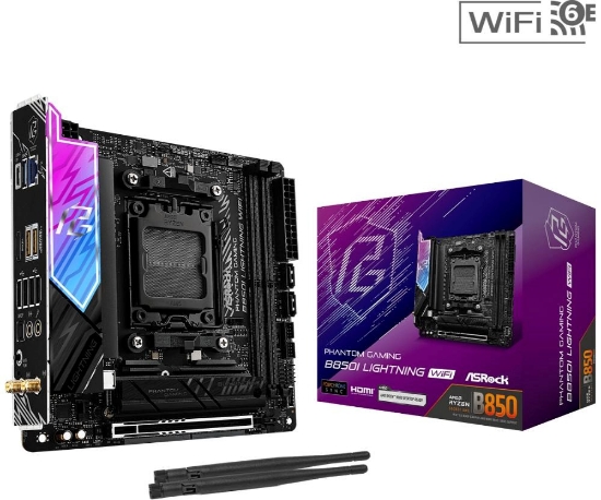 Obrázek ASRock MB Sc AM5 B850I Lightning WiFi, AMD B850, 2xDDR5, 1xThunderbolt, 1xHDMI, WiFi, Mini-ITX