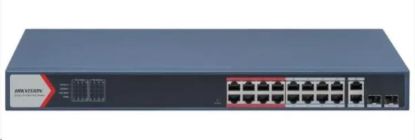 Obrázek Hikvision DS- 3E1318P- EI(B), Smart managed switch 16x100TX PoE + 2x Gb Uplink Combo port, 230W, Super PoE- dosah až 300m