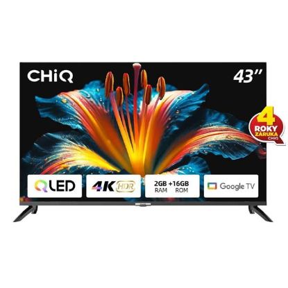 Obrázek CHiQ U43QM8E TV 43", QLED, Google TV, Frameless, Dolby Audio, dbx-tv, nový design podstavce
