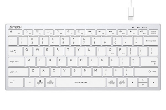 Obrázek A4tech Klávesnice FX51, kancelářská klávesnice, membránová, bezdrátová, CZ/SK, Bílá
