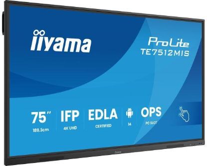 Obrázek Iiyama ProLite TE7512MIS, 24/7, 190.5 cm (75''), PureTouch-IR, 4K, USB, USB-C, Ethernet, Wi-Fi, kit (USB), black
