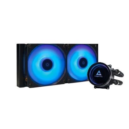 Obrázek CHIEFTEC vodní chlazení CPU Iceberg 240, 2x120mm ARGB, ARGB vodní blok, LGA1851, AM5, černá