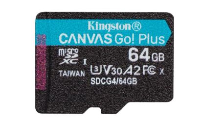 Obrázek Kingston MicroSDXC karta 64GB Canvas Go! Plus, R:200/W:160MB/s, Class 10, UHS-I, U3, V30, A2 + Adaptér