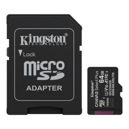 Obrázek Kingston MicroSDXC karta 64GB Canvas Select Plus, U1, V10, A1, SD Adaptér