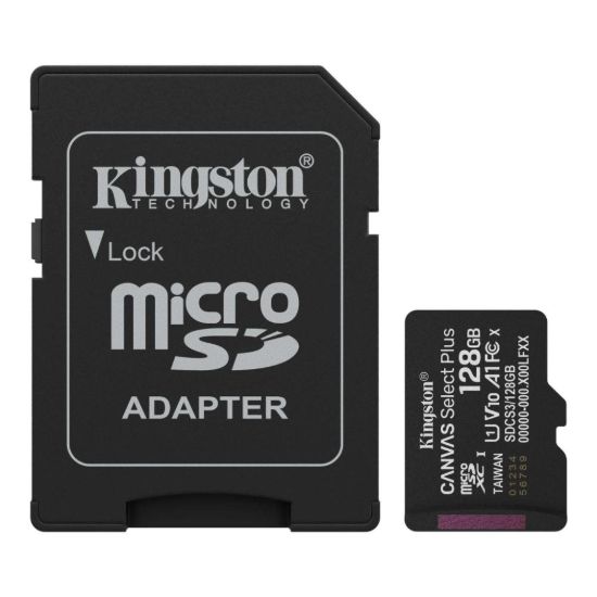 Obrázek Kingston MicroSDXC karta 128GB Canvas Select Plus, U1, V10, A1, SD Adaptér