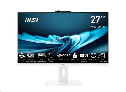 Obrázek MSI PC AiO PRO AP272P 14M-868XEU, i5-14400, 27" FHD, Anti-Glare, Non-touch, 16GB, 512GB SSD, N/A, No OS, White