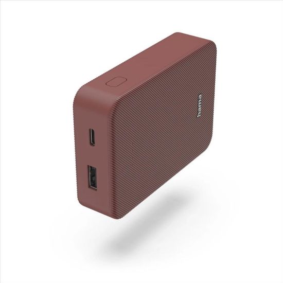 Obrázek Hama Colour 10, powerbanka 10000 mAh, 3 A, výstup: USB-C, USB-A, červená