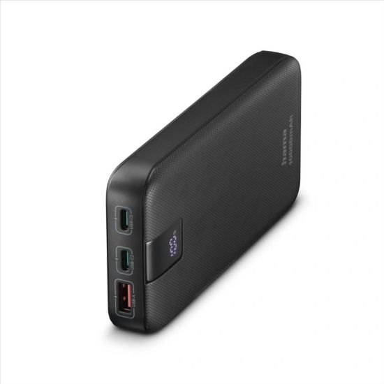 Obrázek Hama PD 10 powerbanka, 10000 mAh, PD, Qualcomm, 3 výstupy: 2x USB-C, 1x USB-A, LED displej