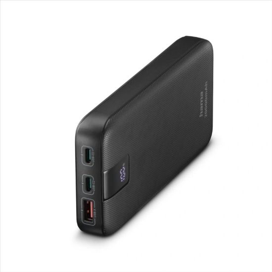 Obrázek Hama PD 20 powerbanka, 20000 mAh, PD, Qualcomm, 3 výstupy: 2x USB-C, 1x USB-A, LED displej,