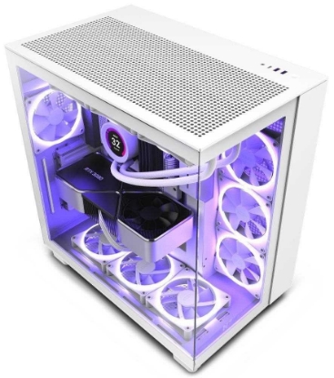 Obrázek NZXT skříň H9 Flow dvoukomorová ATX / 4x120mm fan / až 10xfan / perforovaný top / proskl. bočnice, front / bílá
