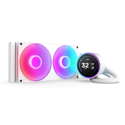Obrázek NZXT vodní chladič Kraken 280 ELITE RGB / 2x140mm RGB fan / 4-pin PWM / LCD disp. / 6 let / bílá