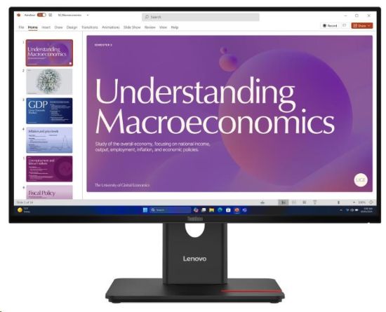 Obrázek LENOVO LCD T24D-40 - 23.8",IPS,16:9,1920x1080,120Hz,250cd/m2,1500:1,4ms,USB-C(96W PD),HDMI,DP,DPout,DC,USBHub,RJ45,Pivot