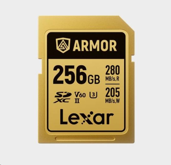 Obrázek Lexar SDXC ARMOR Gold UHS-II U3, Stainless Steel, IP68 R280/W210 (V60) 256GB