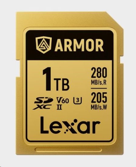 Obrázek Lexar SDXC ARMOR Gold UHS-II U3, Stainless Steel, IP68 R280/W210 (V60) 1TB