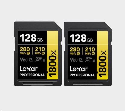 Obrázek Lexar SDXC Pro 1800x U3 UHS-II R280/W210 (V60) 128GB - 2pack