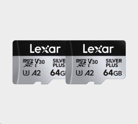 Obrázek Lexar microSDXC Silver Plus 1066x UHS-I/U3/A2/4K R205/W100 (V30) 64GB - 2pack