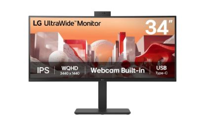 Obrázek LG MT IPS LCD LED 34" 34BA85QE - IPS, 3440x1440, 2xHDMI, DP, USB 3.2, USB-C, RJ45, nast vyska, repro, zakriven, webcam