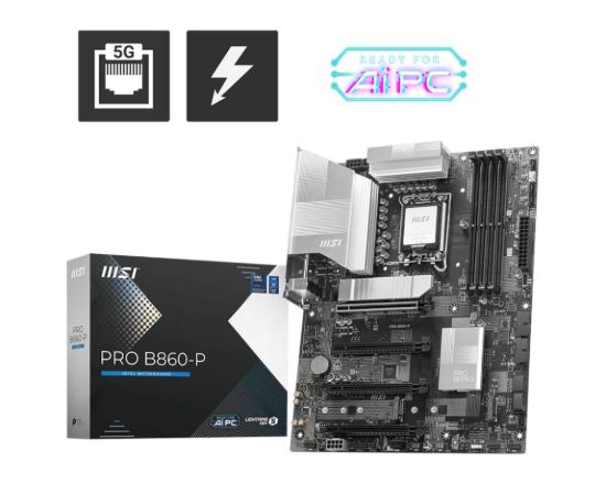 Obrázek MSI MB Sc LGA1851 PRO B860-P, Intel B860, 4xDDR5, 1xThunderbolt,1xDP, 1xHDMI, ATX