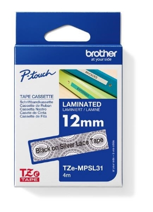 Obrázek BROTHER Originální Brother TZe-MPSL31 P-touch páska se stříbrnými proužky - šířka 12mm