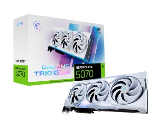 Obrázek MSI VGA NVIDIA GeForce RTX 5070 12G GAMING TRIO OC WHITE , RTX 5070, 12GB GDDR7, 3xDP, 1xHDMI