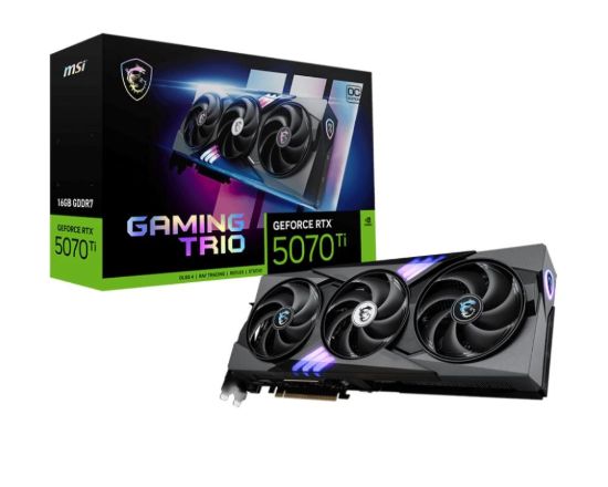 Obrázek MSI VGA NVIDIA GeForce RTX 5070 Ti 16G GAMING TRIO OC, RTX 5070 Ti, 16GB GDDR7, 3xDP, 1xHDMI