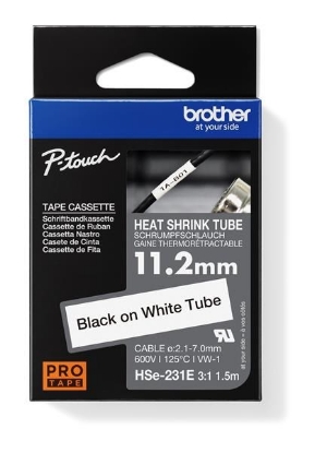 Obrázek BROTHER smršťovací bužírka - HSE-231E bílá pro E300VP H300 H500 E550 P700 P750 D800 P900 P950 - 11,2mm / 2,1-7mm / 3:1