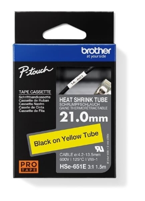 Obrázek BROTHER smršťovací bužírka - HSE-651E žlutá pro H300 H500 E550 P700 P750 D800 P900 P950 - 21mm / 4,2-13,5mm / 3:1