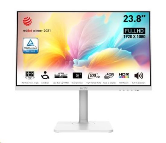 Obrázek MSI LCD Modern MD2412PW, 23.8", 1920 x 1080, IPS, 100Hz, VESA 75x75, White