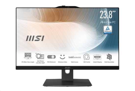 Obrázek MSI PC AiO AM242TP (Modern AM242TP 1M-2021XEU), Core 5 120U, 23.8" FHD, Touch, 16GB, 512GB SSD, N/A, No OS, Black