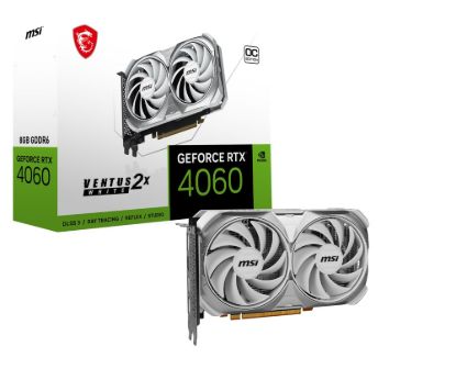 Obrázek BAZAR - MSI VGA NVIDIA GeForce RTX 4060 VENTUS 2X WHITE 8G OC, 8G GDDR6, 3xDP, 1xHDMI - Po opravě (Bez příšlušenství)