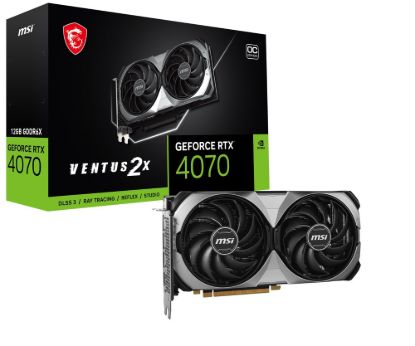 Obrázek BAZAR - MSI VGA NVIDIA GeForce RTX 4070 VENTUS 2X E 12G OC, RTX 4070, 12GB GDDR6X, 3xDP, 1xHDMI - Po opravě (Bez příšluš